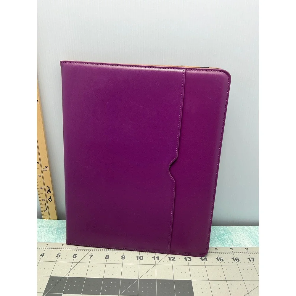 Purple Faux Leather Tablet Folio Case‎ with Hand Strap and Kickstand 11x9